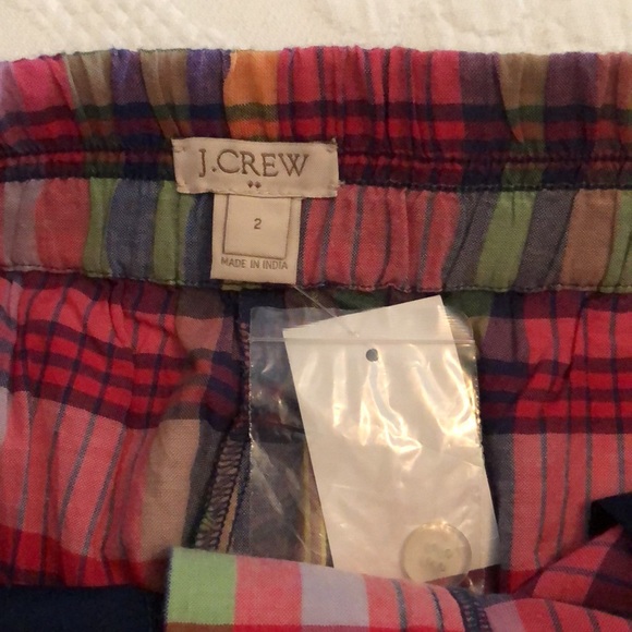 J-Crew multicolor plaid shorts with tie. - Picture 1 of 13